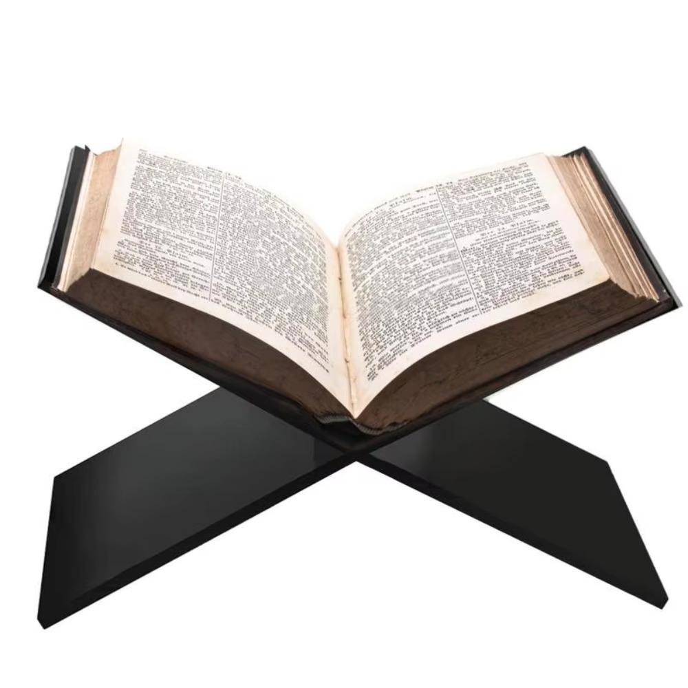 Transparent/Black Book Display Stand X Shape Open Book Holder Cookbook Stand Reading