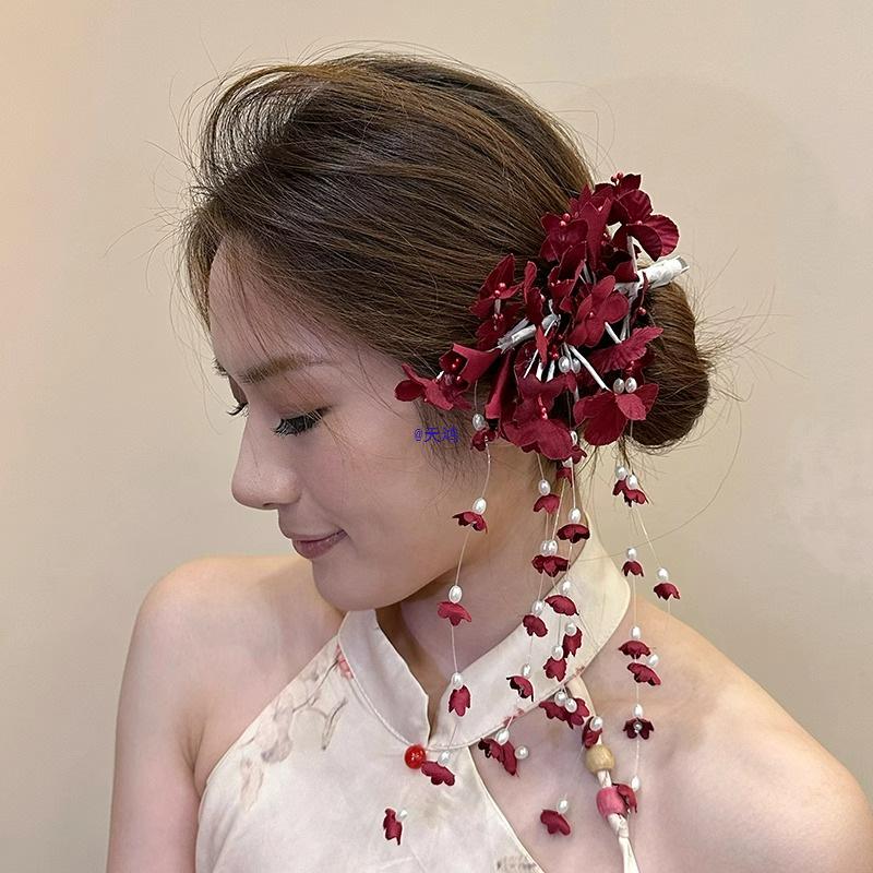 Ретро фиолетовая заколка для волос с кисточкой «Ландыш» - в китайском стиле ципао