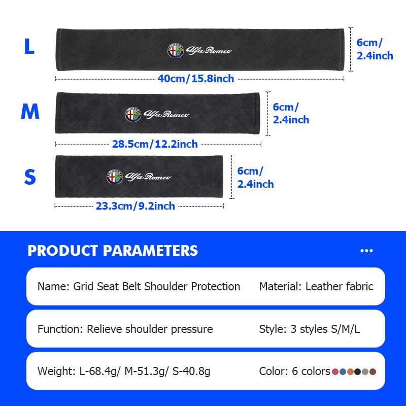 Car Safety Shoulder Cover Soft Protection Seat Belt Padding Pad For Alfa Romeo GT Stelvio F1 Brera Volante Tonale Gloria Disco