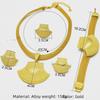 Комплект свадебных украшений из Дубая с позолотой 24 карата: Ожерелье, серьги, кольцо и браслет