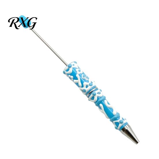 Cute Cream Texture Pen DIY Beadable Pen, Plastic Beaded Black Ink Ballpoint Handmade Style for Students Teens Teachers School Office Supplies