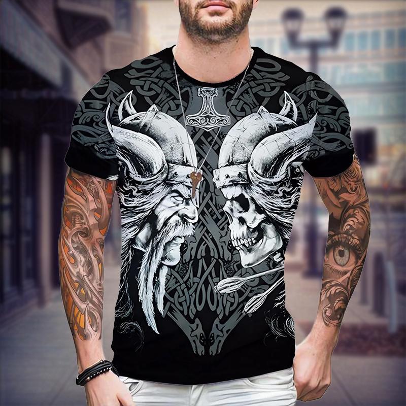 Модная популярная графическая винтажная мужская одежда с доспехами викингов, 3D-принт, футболка Harajuku, летняя футболка с коротким рукавом, повседневная футболка большого размера