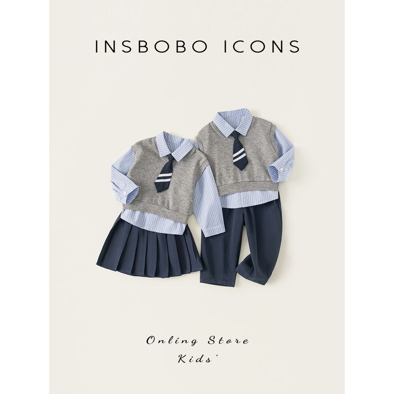 Girls' Spring Outfit Set, Preppy Style, Three-Piece Set for Baby Girls, 2026 Spring New Style, Children's Long-Sleeved Korean Fashion