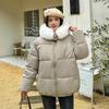 Women Autumn Winter Soild Color Thicken Outwear Cotton Padded Hooded Warm Real Fur Jacket Coat