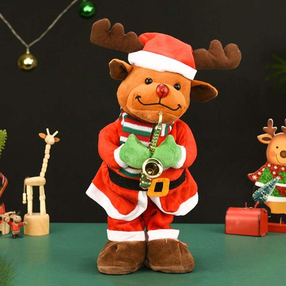 35см Рождественская плюшевая игрушка Снеговик Лось Танцующие Поющие Мягкие игрушки Электрическая плюшевая кукла Домашний декор