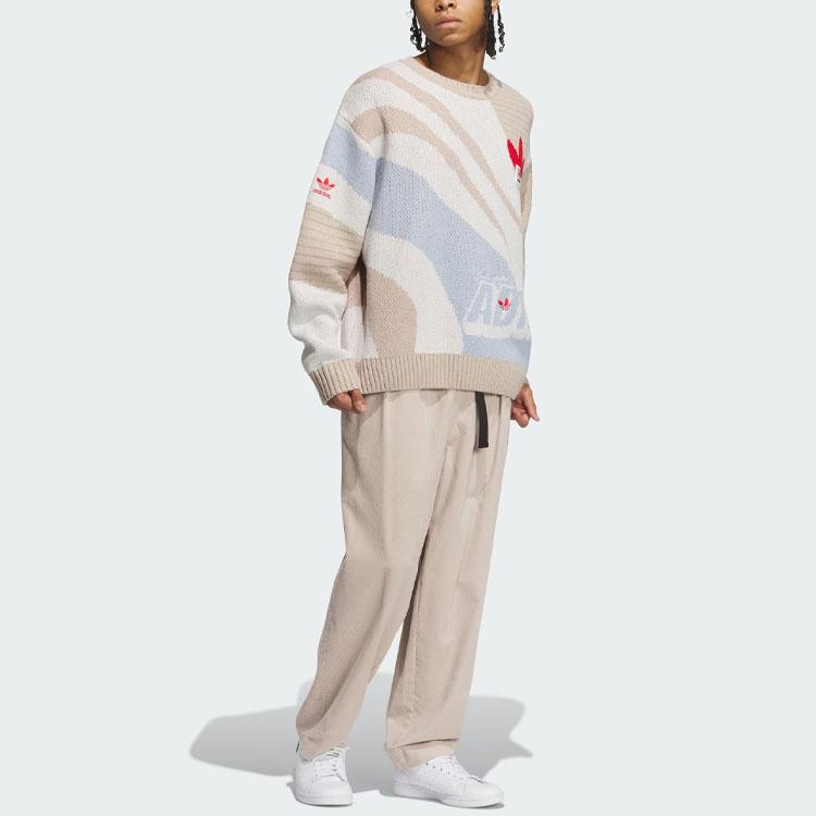 adidas Originals Sportswear Logo Интарсия Пуловер Вязаный свитер Мужские топы Светло-хаки IN0985