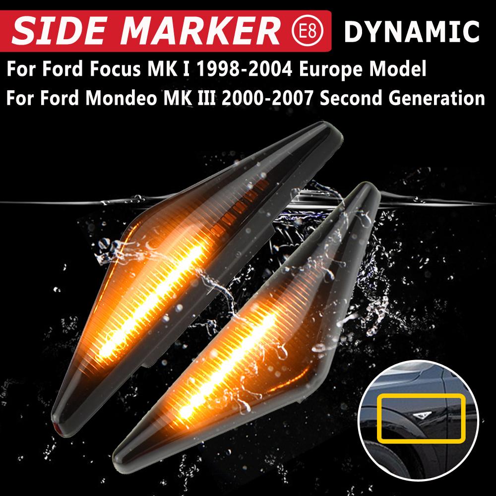 Струящийся боковой повторитель светодиодный динамический боковой габаритный указатель поворота Индикатор мигалка для Ford Mondeo 3 Mk3 Focus 1 Mk1