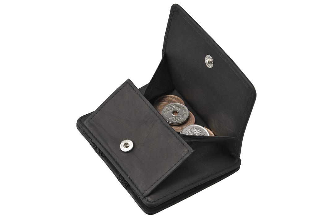 HUNTERSON Волшебный кошелек с отделением для монет, Вмещает японские банкноты (Широкий), черный