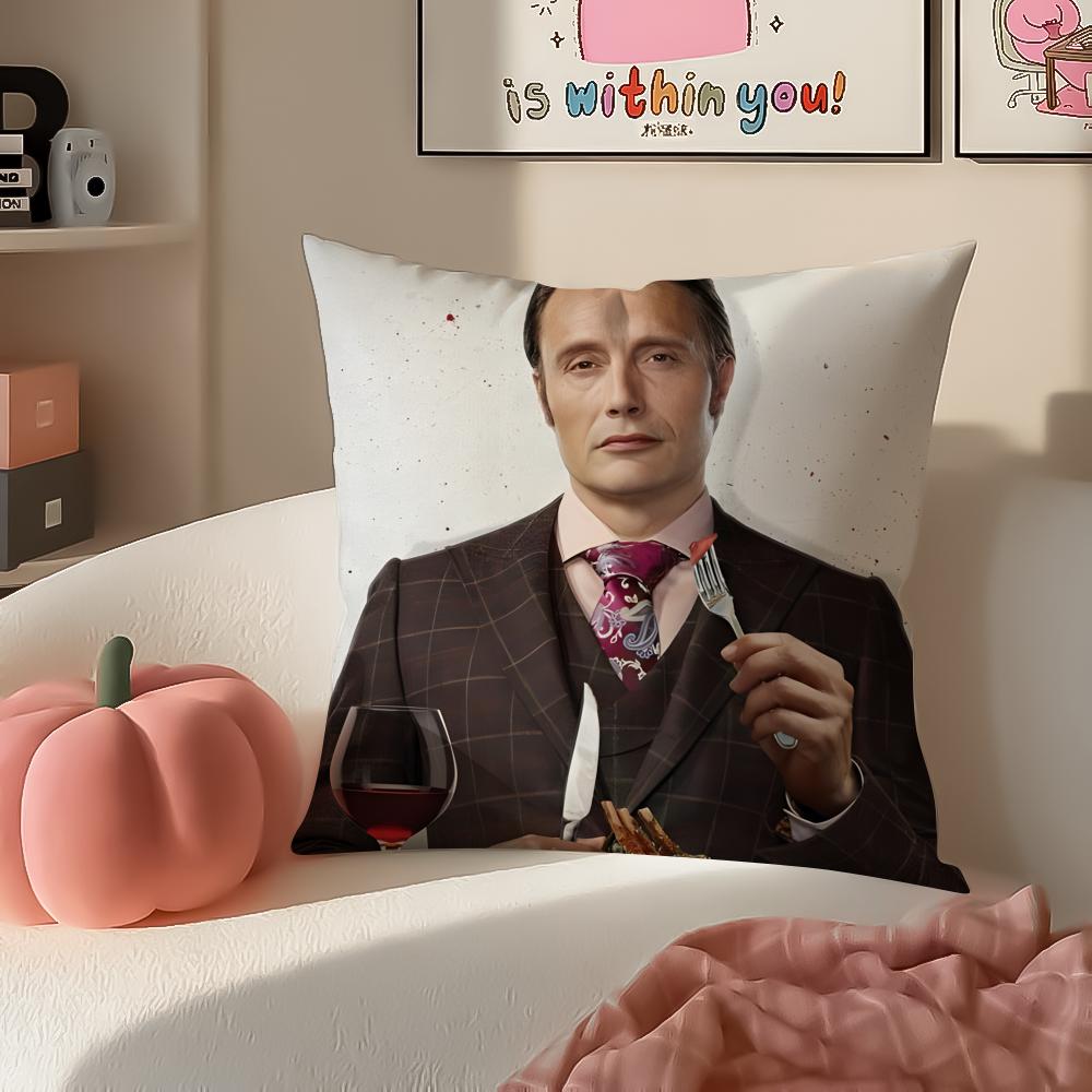 Dark Elegant TV Series HHannibal Cushion Cover Pillowcase Short Plush Invisible zipper Room Sofa Cushion Cover