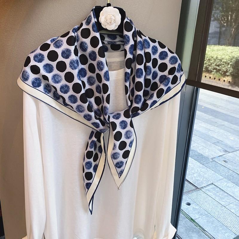 Polka Dot Retro Vintage Scarf Wrap Shawl Neck Tie Waist Sash Multi-Use Lightweight Silk-Look Accessory Women