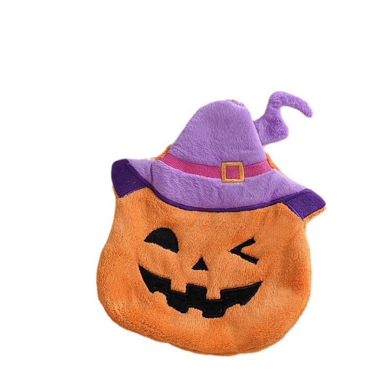Cute Halloween Pumpkin Coral Velvet Kids Hand Towels Water-absorbing Quick-dry Towels Hanging for Kitchen Bathroom Holiday Gift