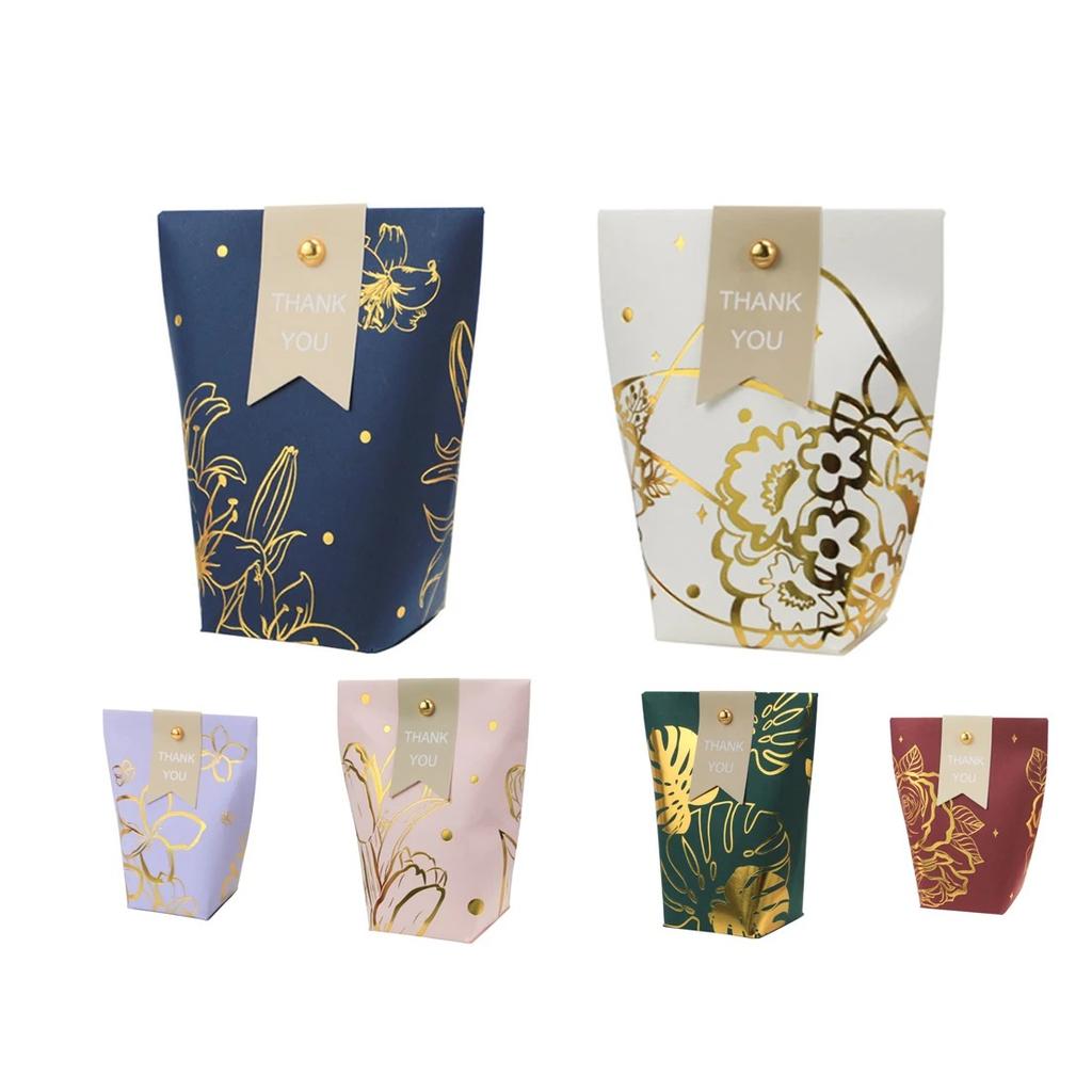 10 шт. Высококачественная бронзовая бумажная коробка конфет, шоколадные сувениры, подарочная коробка, пакет «Спасибо», сумка для дня рождения, вечеринки, рождества, свадьбы, принадлежности