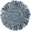 Aizza Trends Indian Handmade Braided Natural Jute and Cotton Denim  Round Floor Area Rug