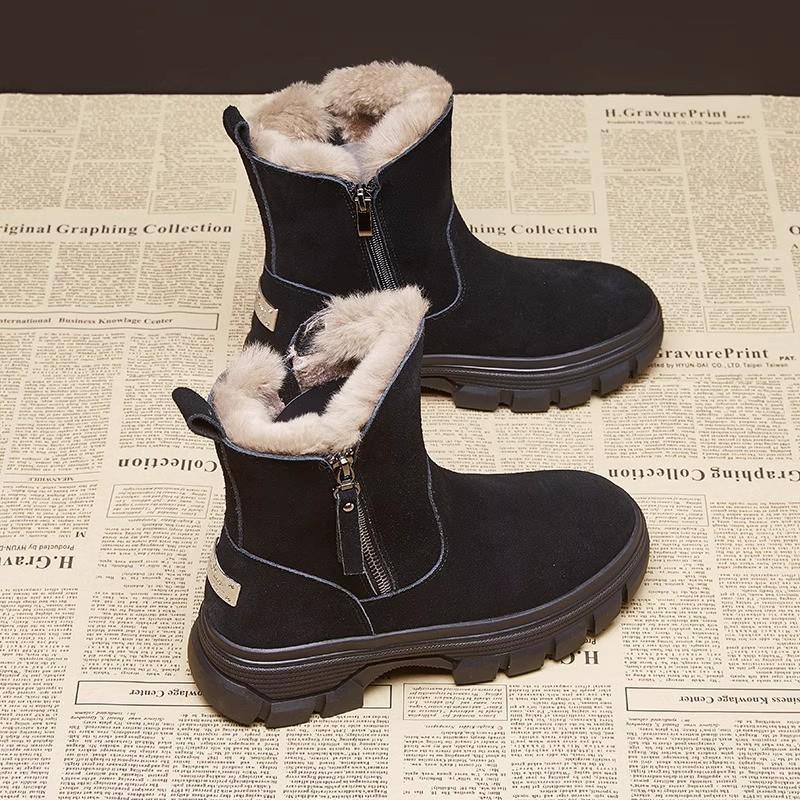 Fashion Winter New Solid Color Warm Thick Snow Boots Zipper Simple Comfortable Daily Casual Non Slip Wear Resistant  Women's Boots