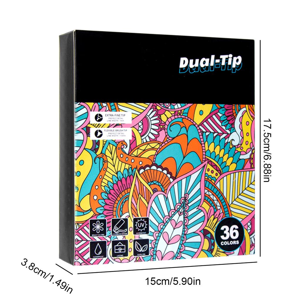 Упаковка из 36 акриловых маркеров, яркий ассортимент цветов, двойной наконечник, быстросохнущий, нетоксичный, для детей и взрослых 