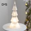Стеклянная фигурка рождественской елки, настольное украшение на елку со светодиодными лампами, праздничный декор, светящийся конус для елки для домашнего офиса, вечеринок, центральное украшение стола