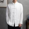 Chinese Style Men's Disc Buckle Cotton Shirt Stand-up Collar Men's Retro Style Blouse Spring and Autumn Chinese Linen Long-sleeved Shirt
