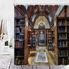 3D Библиотека Занавеска для душа, Винтажный книжный шкаф Книги Готика Магия Полиэстер Принтованная ткань Ванная комната Декоративные аксессуары для ванны
