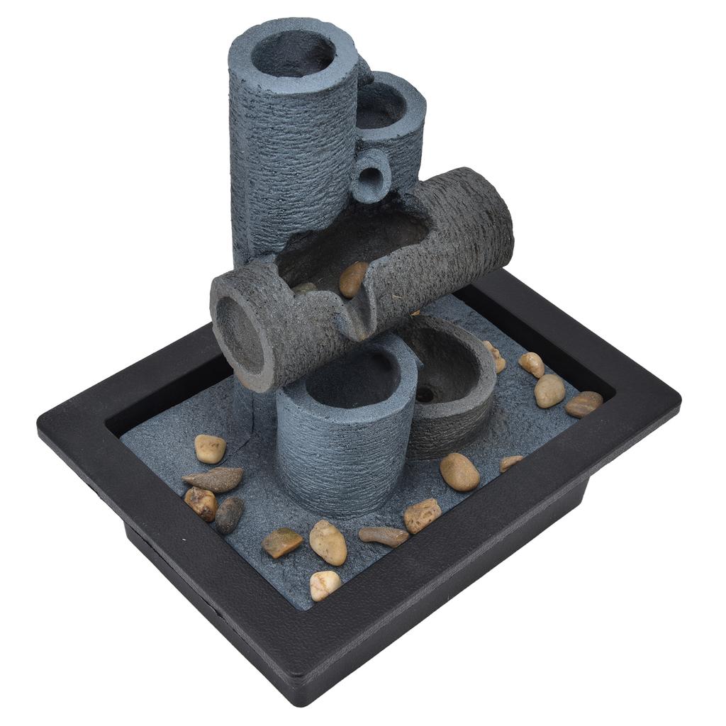 Внутренний водный фонтан со светодиодными лампами, настольный фонтан-водопад из смоляных камней для дома