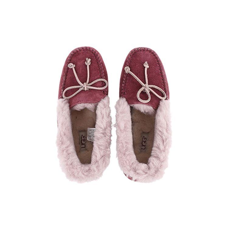 UGG Алена Реверсивный Бант Плюшевые Снежные Сапоги из Овчины Женские Снежные Сапоги Фиолетово-Красные 1004806-GAR