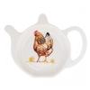 [Q4092] - White Brown 'Hen' Bag Holder - 12x9. 8cm
