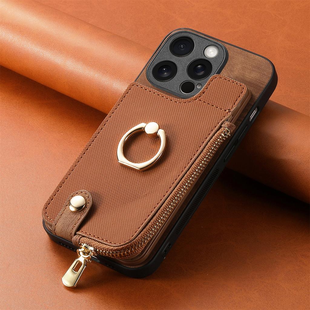 Магнитный кошелек с отделением для карт с откидным кольцом-держателем на молнии кожаный чехол для iPhone 15 14Plus 13 12 11Pro Max для Samsung S23 S22 S21 S20 Ultra Plus A14 A54 A53