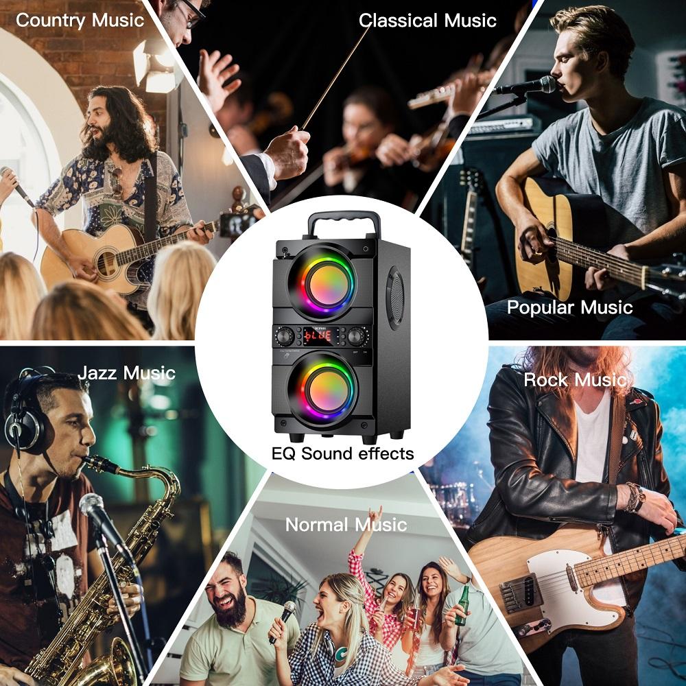 TOPROAD 60W Портативный Bluetooth-колонка.Стерео бас, устройство для Караоке Вечеринок.Всторин Сабвуфер Поддержка FM-радио RGB СВЕТОДИОДНЫЙ свет