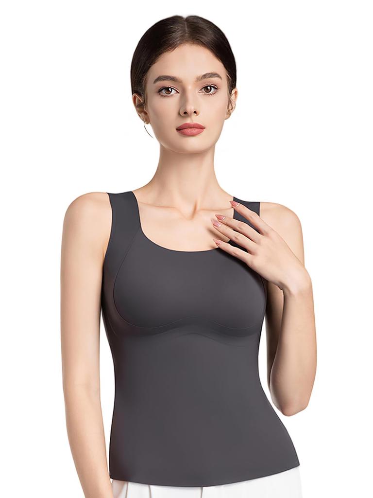Veimia Bra Top with Cups Design with Brushed Lining for Lasting Warm Innerwear with Flattering Antibacterial and Wide Tank Top with Loungewear for and