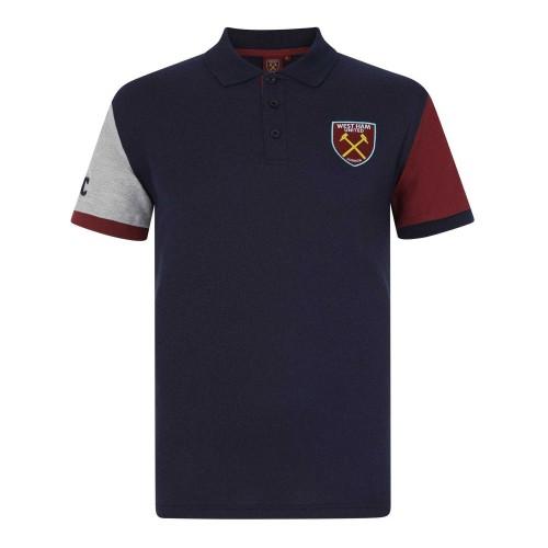 West Ham United FC Mens Contrast Sleeves Polo Shirt