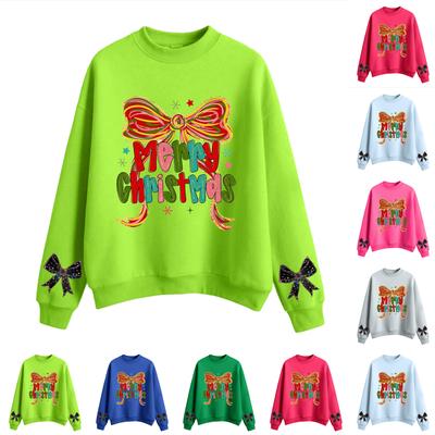 Женский модный повседневный свитшот с круглым вырезом и длинными рукавами с рождественским принтом