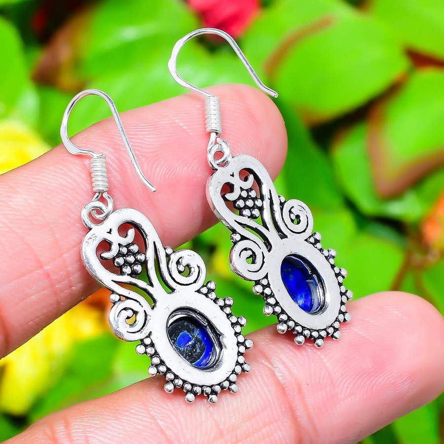 Подарочные серьги из стерлингового серебра 925 пробы с натуральным лазуритом, 1,77 дюйма, f5F69