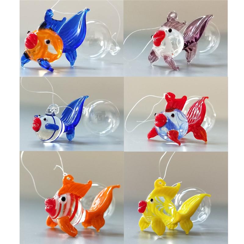 Аквариумный декор, плавающая фигурка морского животного, мини-подвеска, симпатичная стеклянная морская рыба, морская звезда, морская звезда, краб, рыба-клоун, скат, украшение