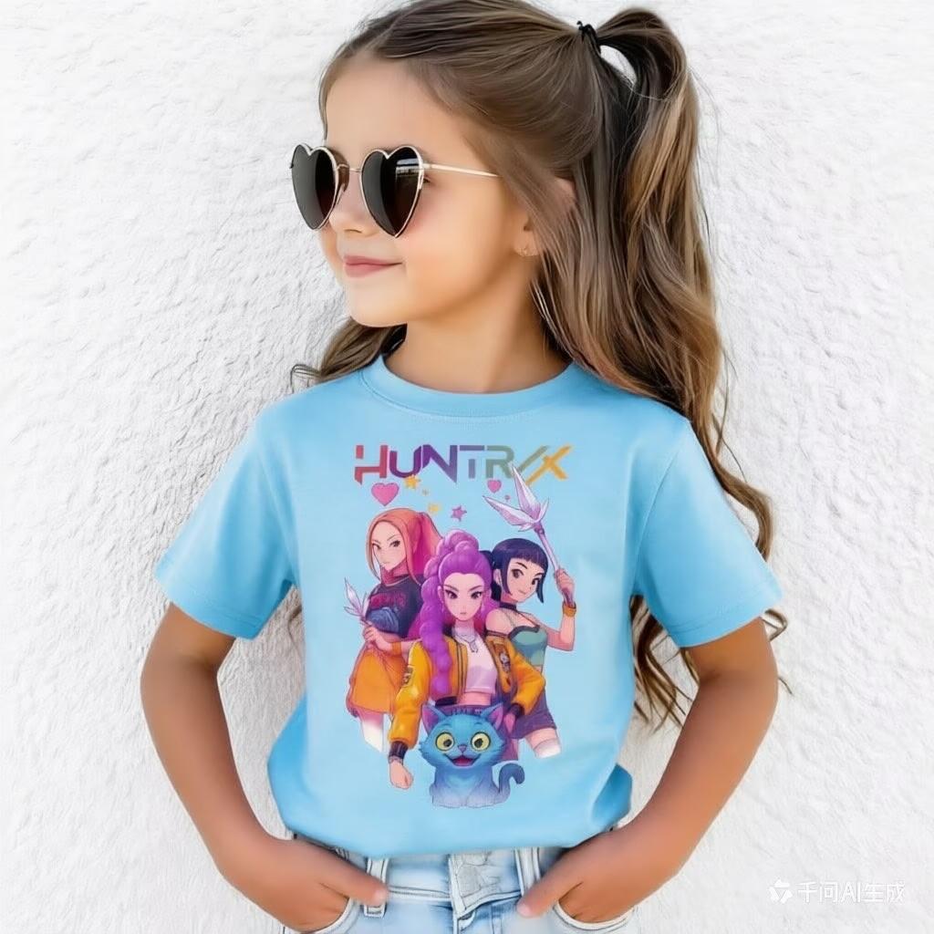 Summer 2026 TShirt from the KPop Demon Hunters Movie Short Sleeve Casual Loose with Graphic Print for Girls and Boys