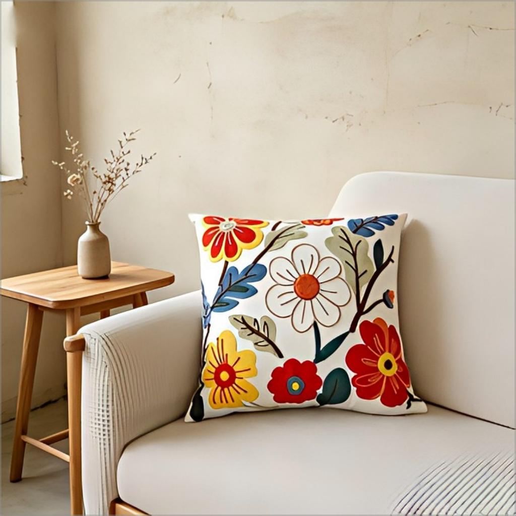 Double Sided Boho Colorful Floral Throw Pillow Cover Vintage Art Print Decorative Cushion Case For Sofa Couch Home Decor