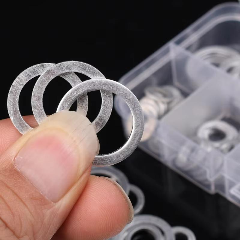 100PCS M6-M14 Car Sealing Gasket Aluminum Screw Washer Auto Engine Bottom Oil Drain Screw Sealing Gasket Accessories