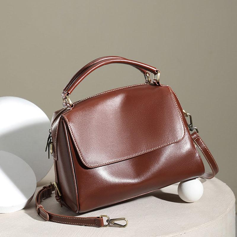 Genuine Leather Women's Bag Vintage Luxury Designer Women Shoulder Bag  Cowhide Handbags Versatile Crossbody Bags