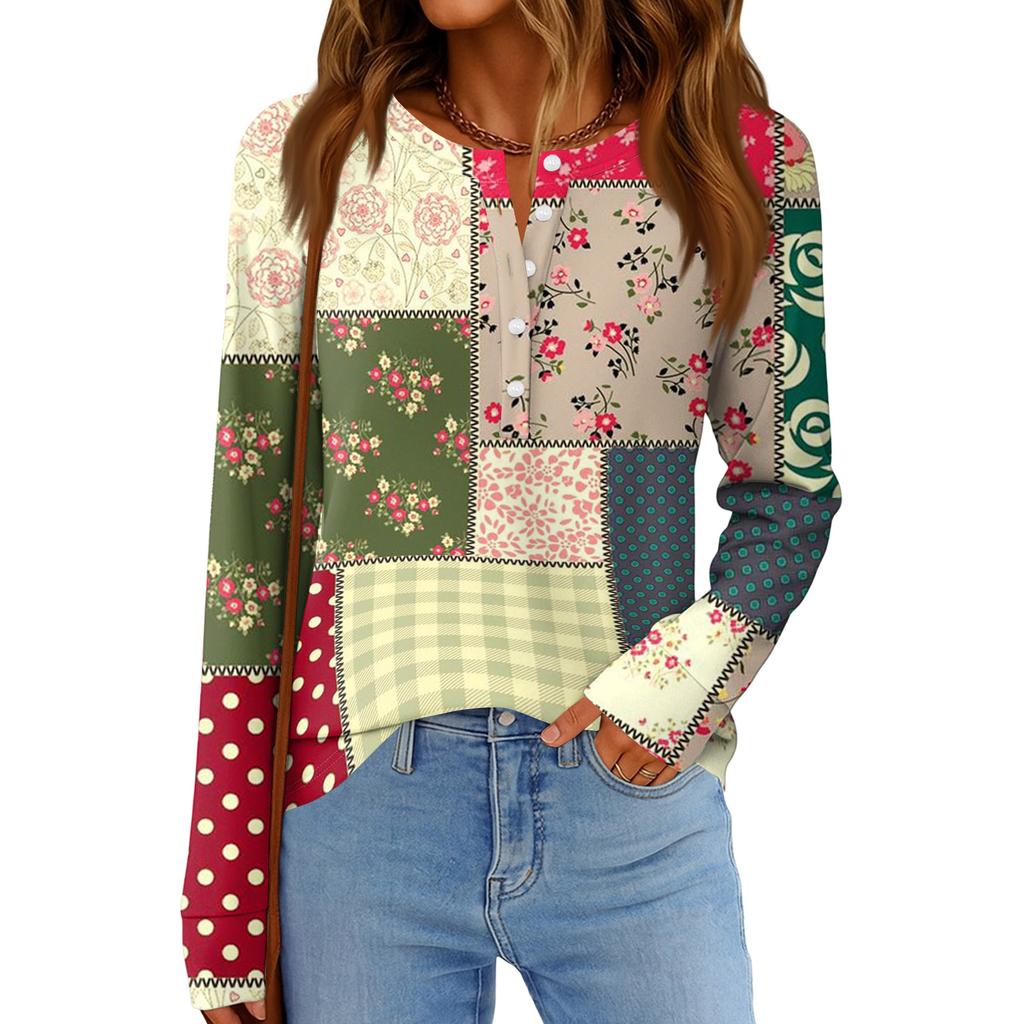 Women's Fashion  Loose Long Sleeve Round Neck Casual Top