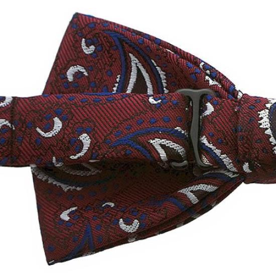 [Bowties.jp] Галстук-бабочка с узором пейсли - Легко носить - 8 цветов в наличии: Кремовый, Серый, Оранжевый, Розовый, Зеленый, Темно-синий, Бордовый, Красный (Бургундия)