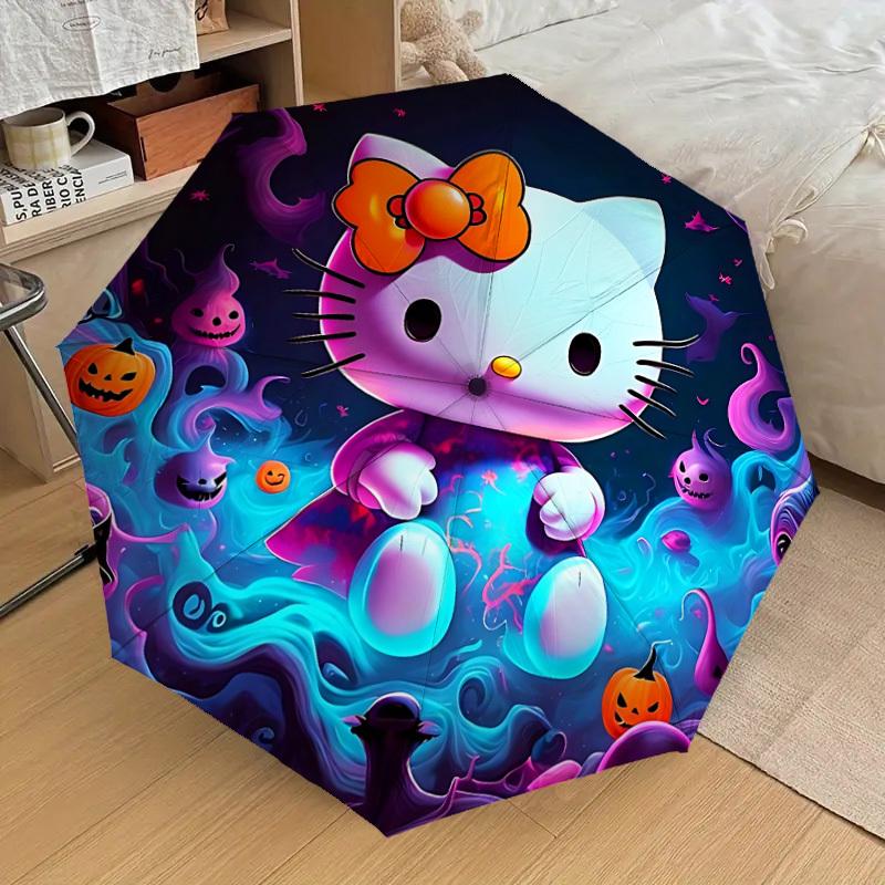 1pc Halloween Hello Kitty Automatic Folding Umbrella] Durable Iron Frame & Rod, Portable Folding, Makes a Great Holiday Gift yy251016249