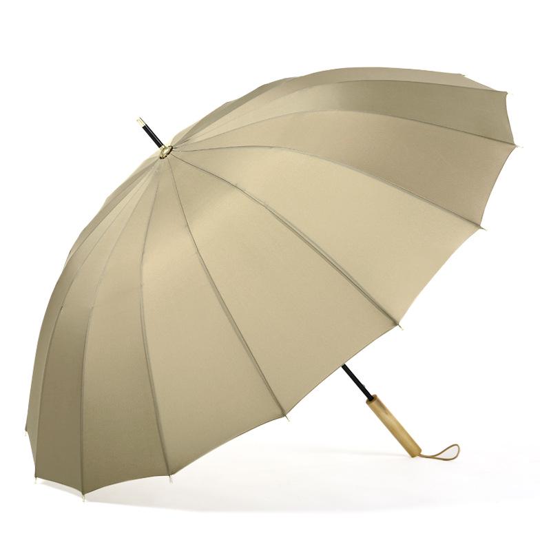 Long Handle 16 Bone Automatic Straight Rod Umbrella Reinforced Mori Small Fresh Umbrella Handle Lettering