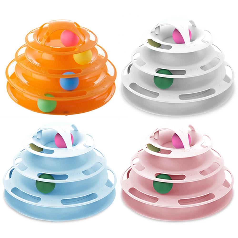 Уровни поворотные Игрушки для кошек аксессуары Башенные треки с шариками игрушка для кошек Интерактивная тренировка интеллекта с забавной кошачьей палочкой