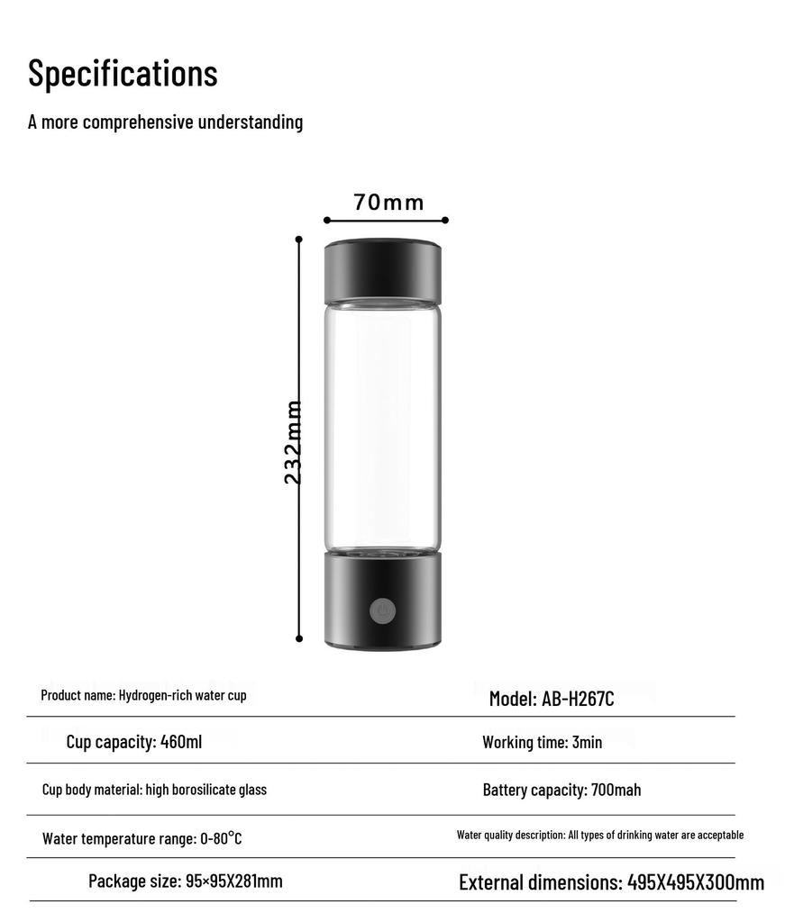 Бутылка для электролизованной воды, обогащенной водородом, двойного назначения - Большой объем