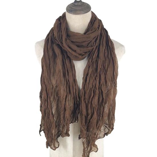 Women Scarf Shawl Solid Color Soft Warm Pleated Scarf UV Protection Casual Cotton Linen Shawl Fashion Accessory