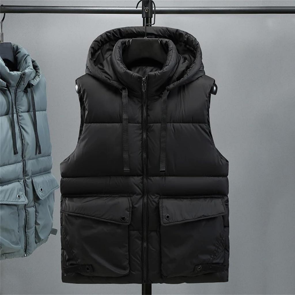 Мужские стильные повседневные хлопковые жилеты на все случаи жизни, без рукавов, утепленные, теплые, с капюшоном, жилет