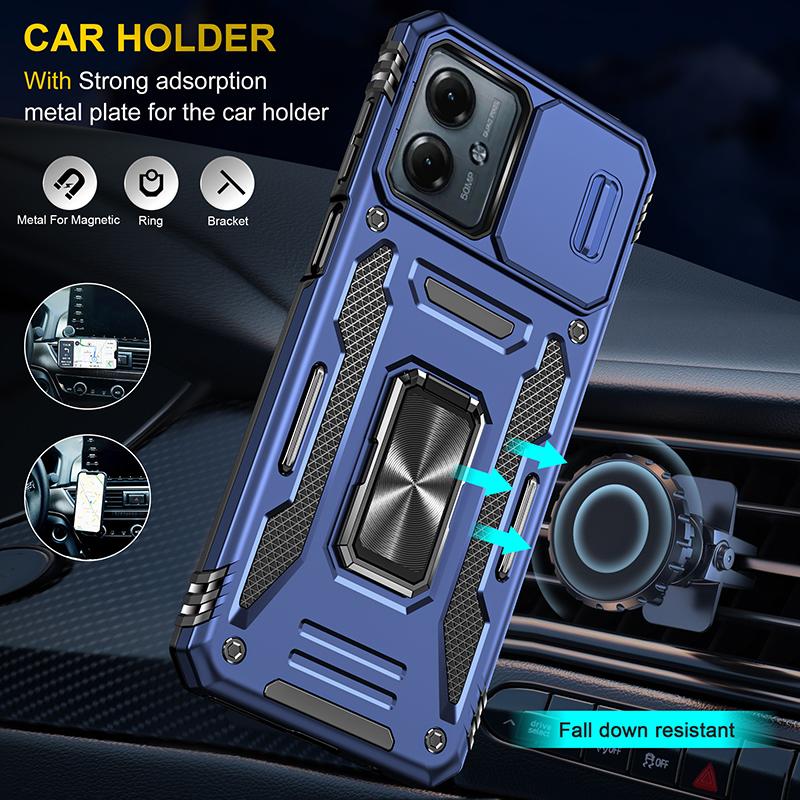 Серия Armor Чехол для Motorola Moto G54 5G PC+TPU Подставка Чехол для телефона со сдвижной защитой объектива