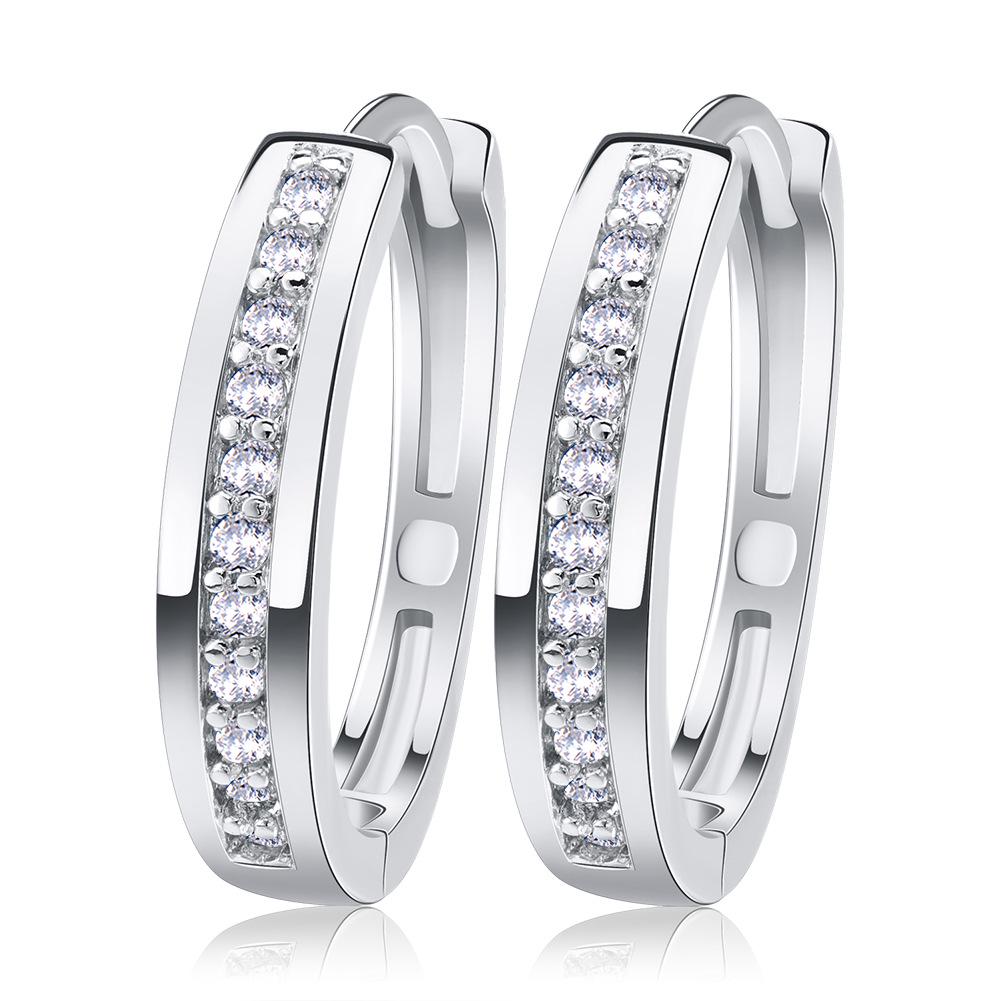 Brass Earrings Female Korean Version Simple Personality Small Fresh Earrings Temperament Earrings Diamond Zircon