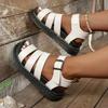 Summer Classic Leather Sandals Ladies Roman Buckle Open Toe Beach Shoes Sandalen Thick Bottom Leather Fish Mouth Trifle Sandals