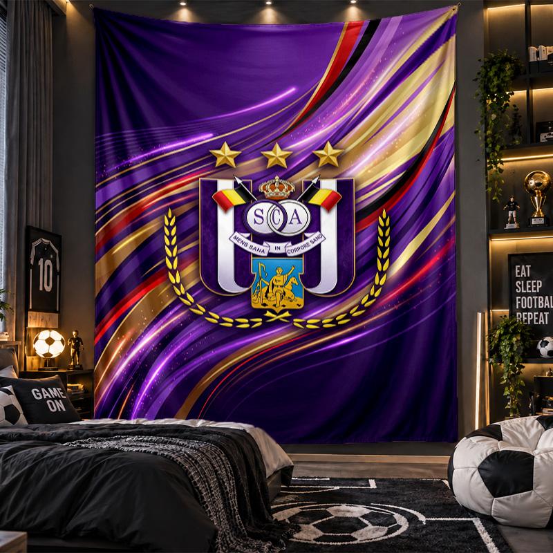 Wall Hanging Tapestry Anderlecht FC Print Cloth for Living Room Bedroom Home Decor