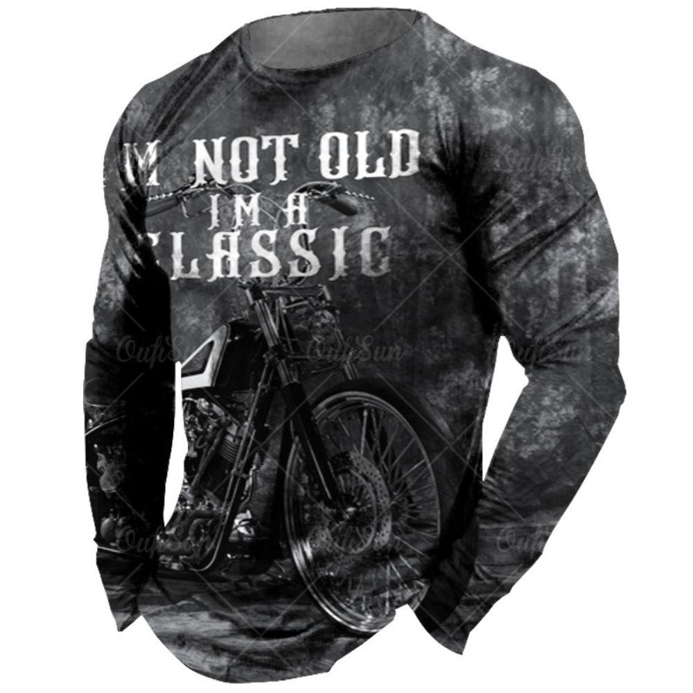 Винтажная мужская футболка с длинным рукавом 3D ретро мотоциклетные большие футболки для толстовки байкерская гоночная футболка мужская одежда