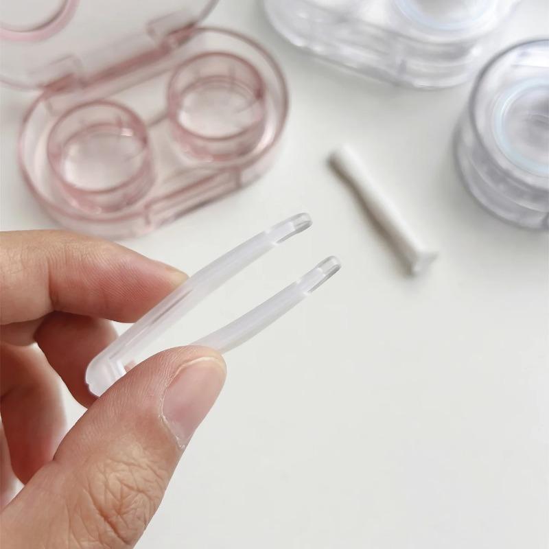 Women Clear Beauty Pupil Storage Box Travel Eye Care Container Contact Lens Cases Pink Transparent Colored Contact Lens Case